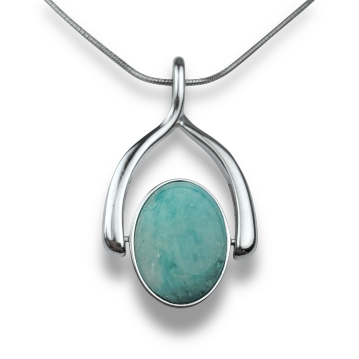 Oval Crystal Wishbone Necklace