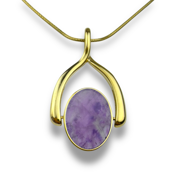 Oval Crystal Wishbone Necklace