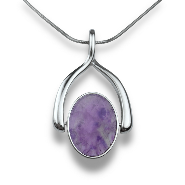 Oval Crystal Wishbone Necklace