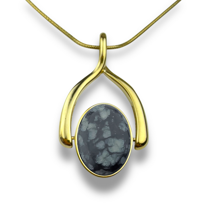 Oval Crystal Wishbone Necklace