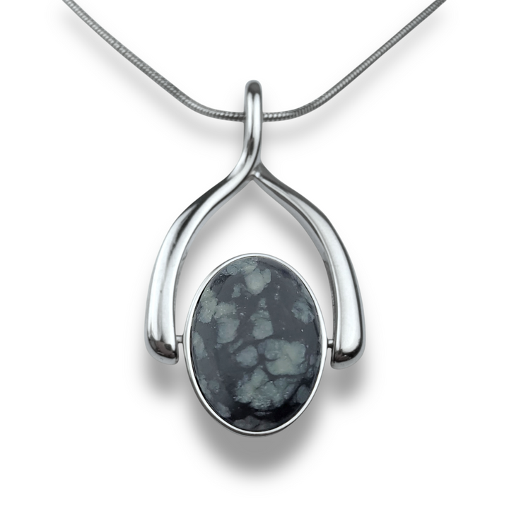 Oval Crystal Wishbone Necklace