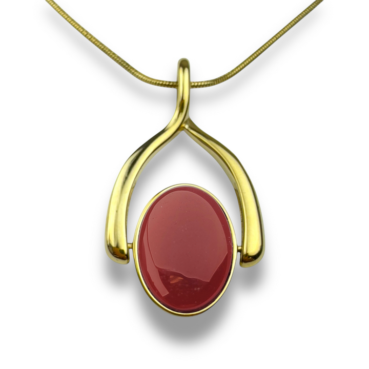 Oval Crystal Wishbone Necklace