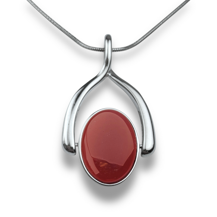 Oval Crystal Wishbone Necklace
