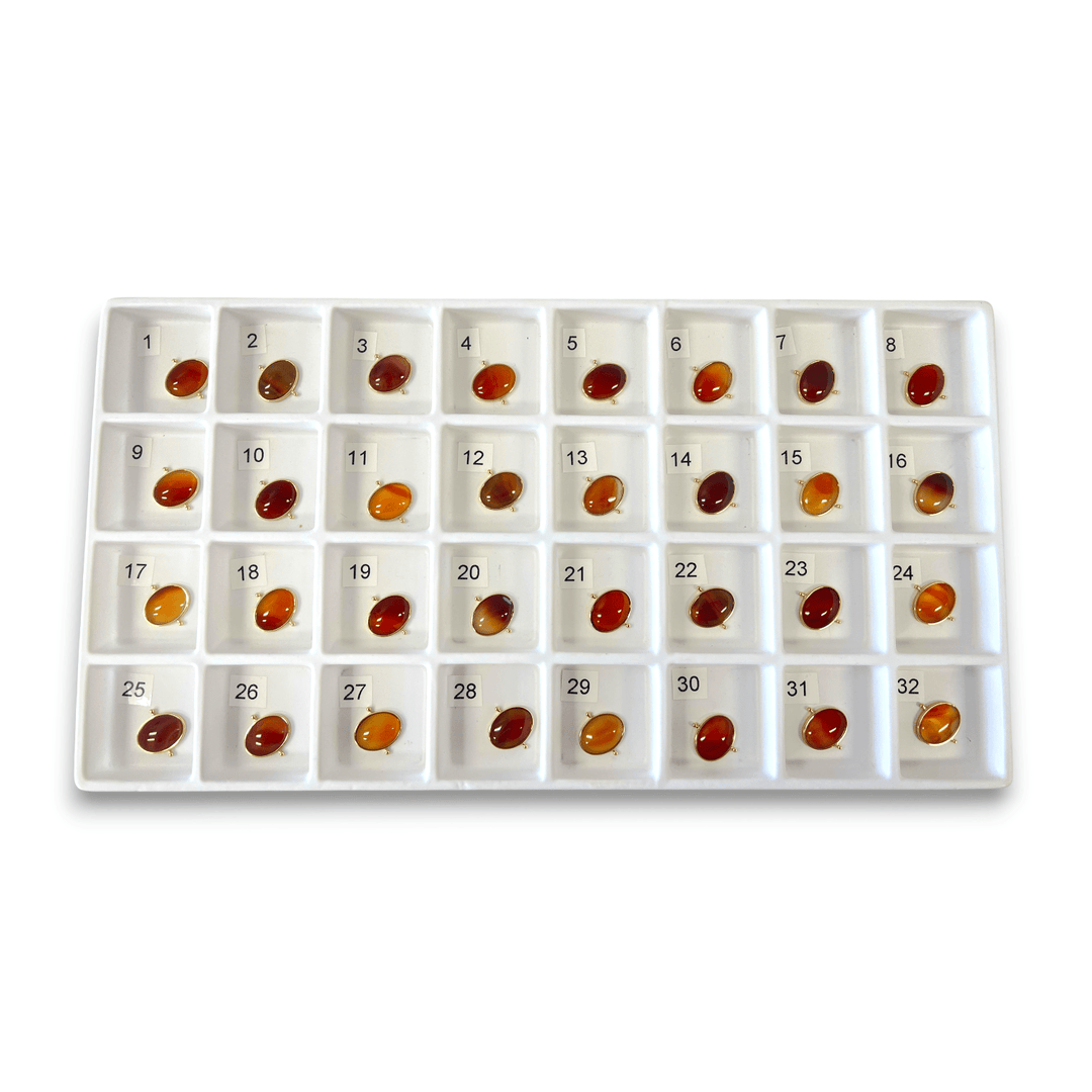 Choose Your Own Banded Red Agate Oval – Gold