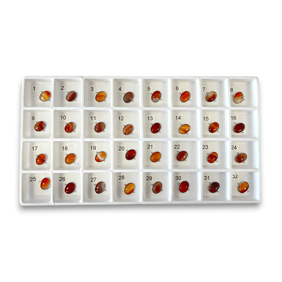Choose Your Own Banded Red Agate Oval – Silver