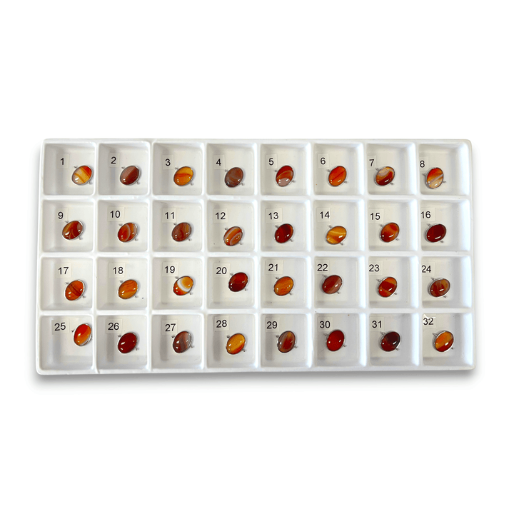 Choose Your Own Banded Red Agate Oval – Silver