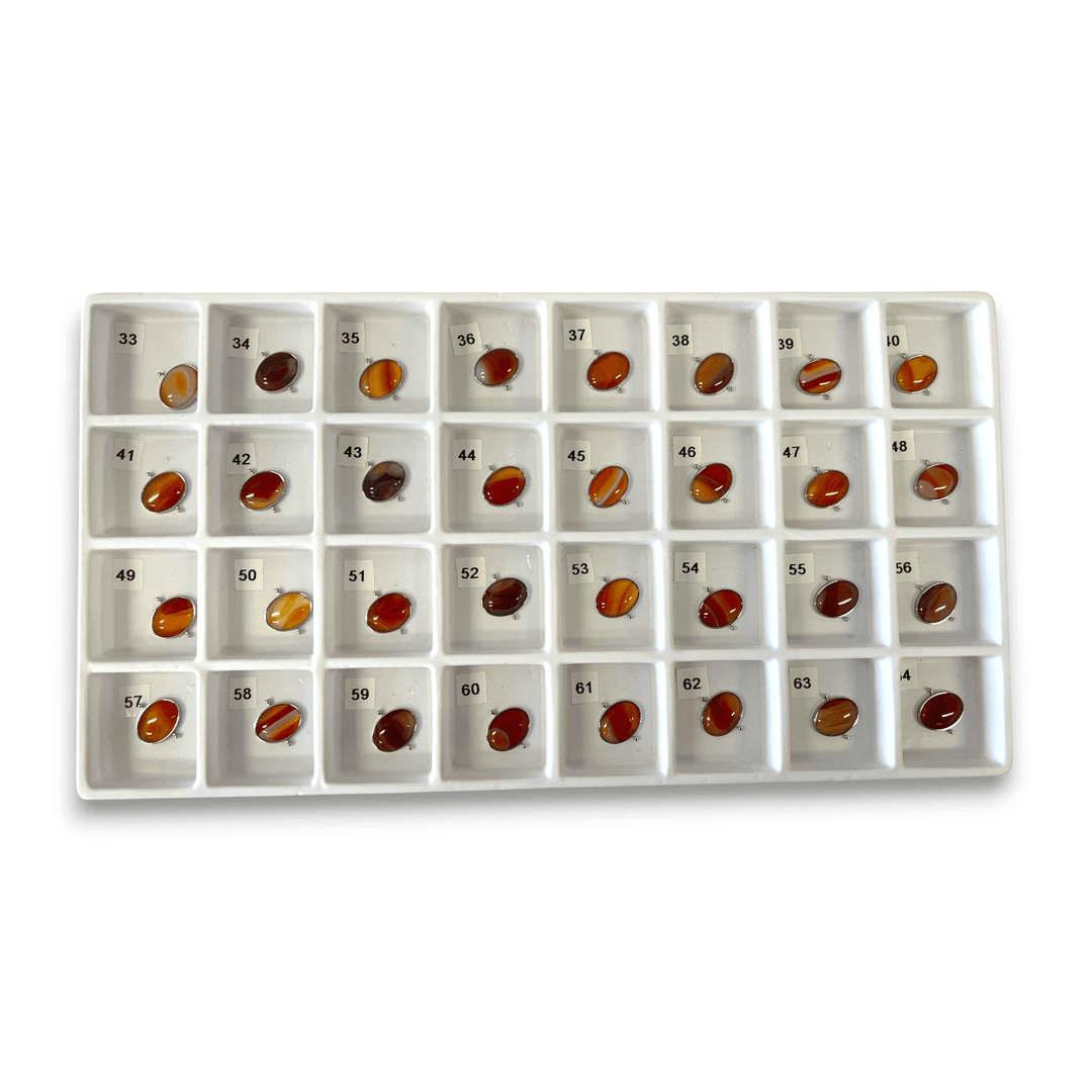 Choose Your Own Banded Red Agate Oval – Silver
