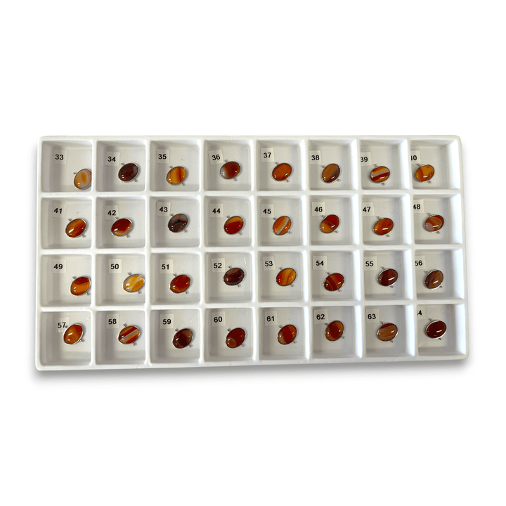 Choose Your Own Banded Red Agate Oval – Silver