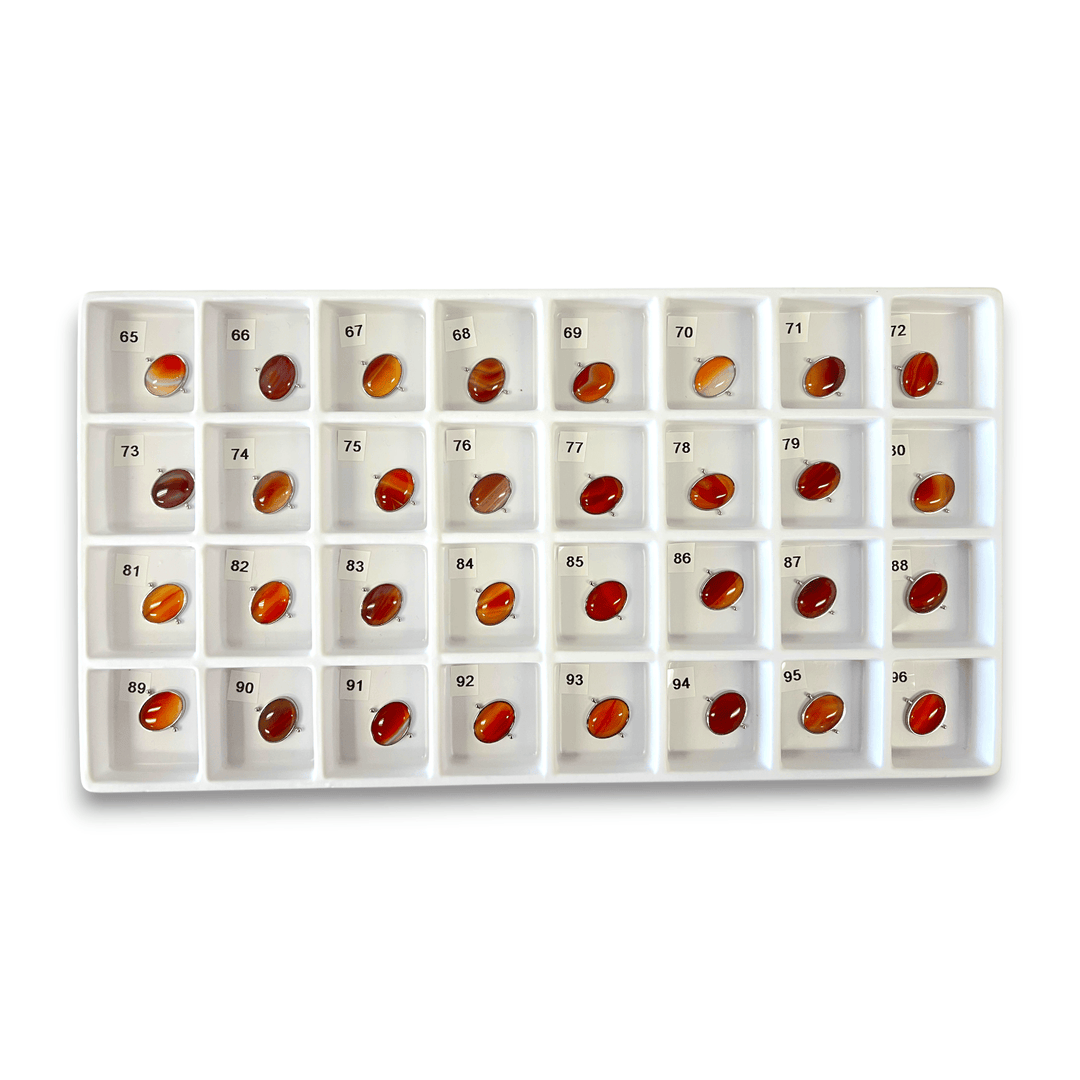 Choose Your Own Banded Red Agate Oval – Silver