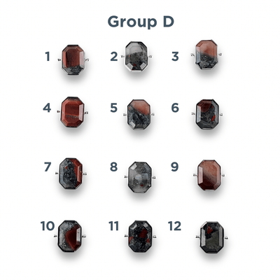 CHOOSE YOUR OWN Silver Bloodstone Octangle Crystal Element – Groups A-E