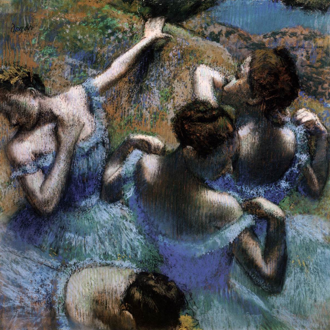 "Dancers in Blue" Mosaic Stone Element