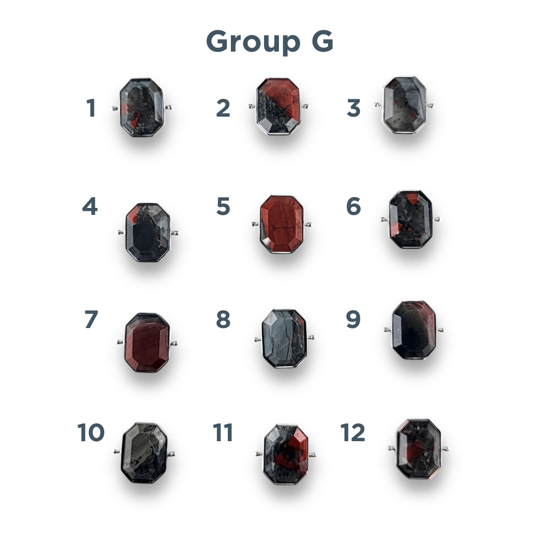 CHOOSE YOUR OWN Silver Bloodstone Octangle Crystal Element – Groups F-J