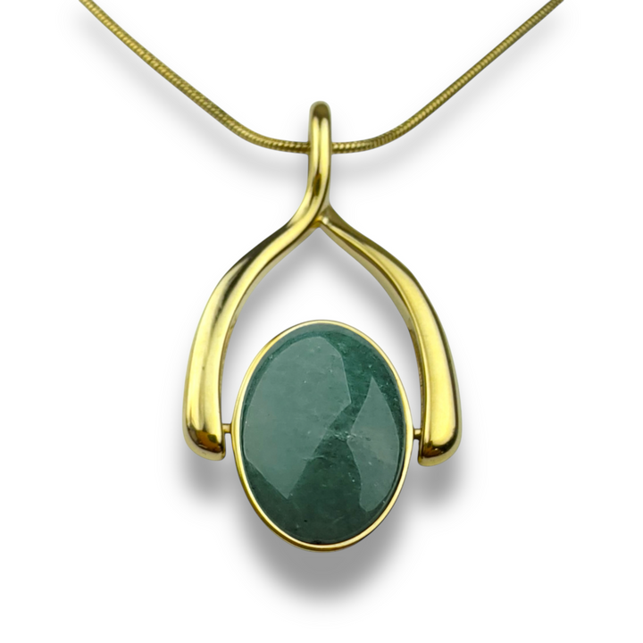 Oval Crystal Wishbone Necklace