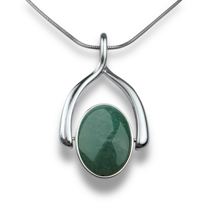 Oval Crystal Wishbone Necklace