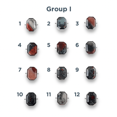 CHOOSE YOUR OWN Silver Bloodstone Octangle Crystal Element – Groups F-J