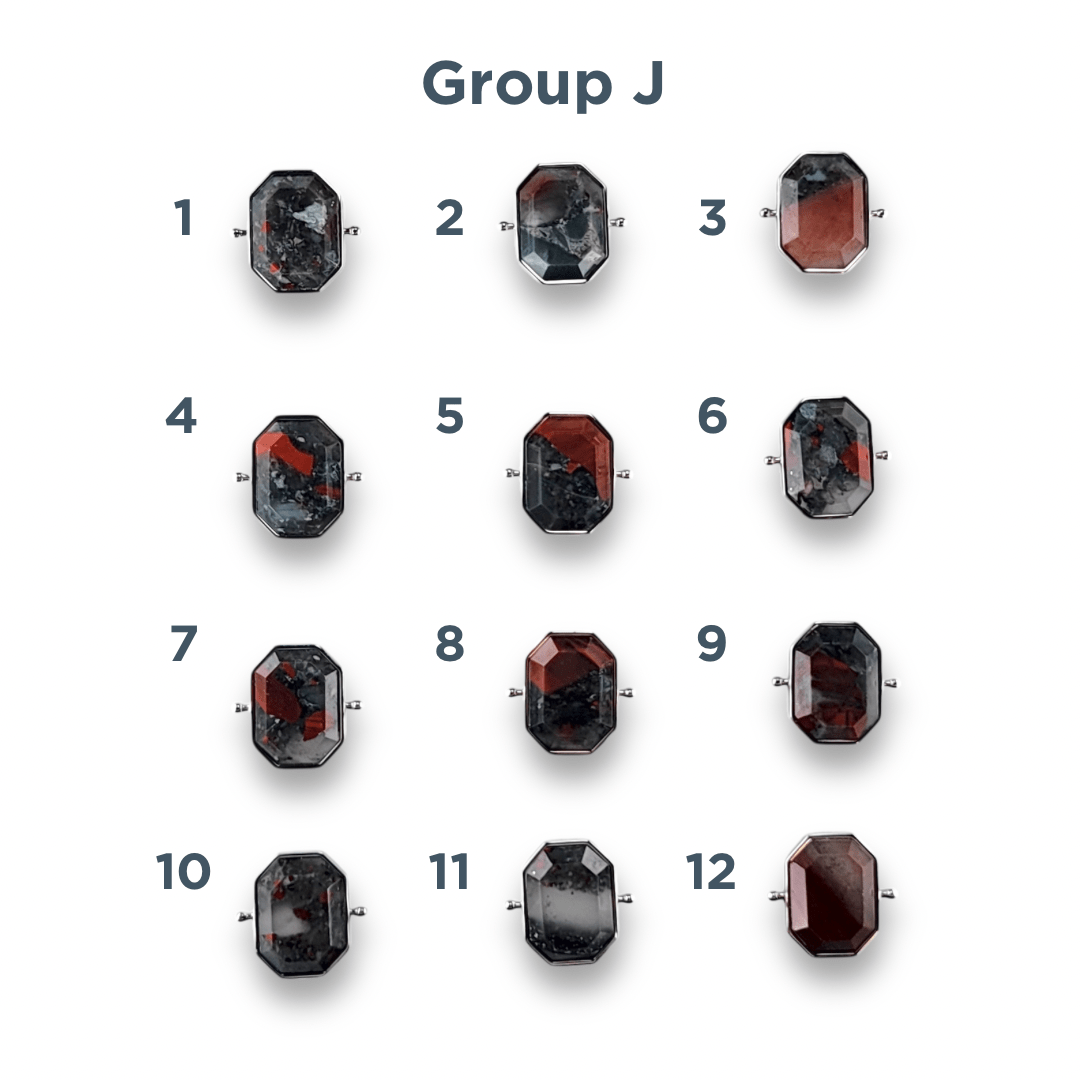 CHOOSE YOUR OWN Silver Bloodstone Octangle Crystal Element – Groups F-J