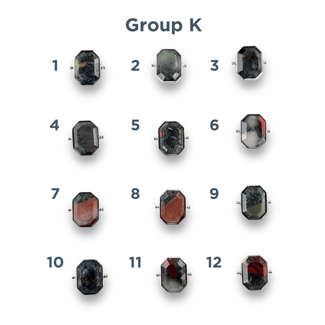 CHOOSE YOUR OWN Silver Bloodstone Octangle Crystal Element – Groups K-O