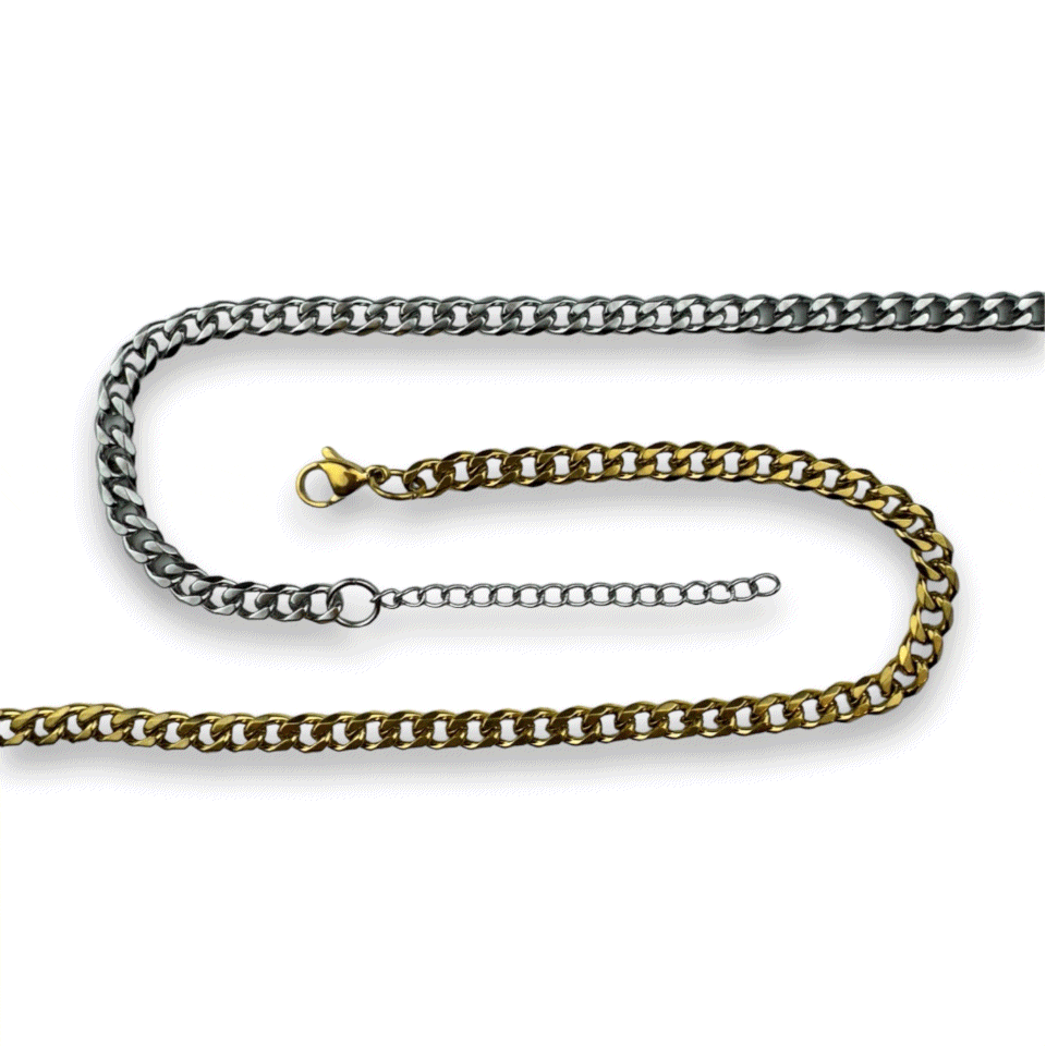 2 Layering Necklace Chains (Cuban Link + Figaro)