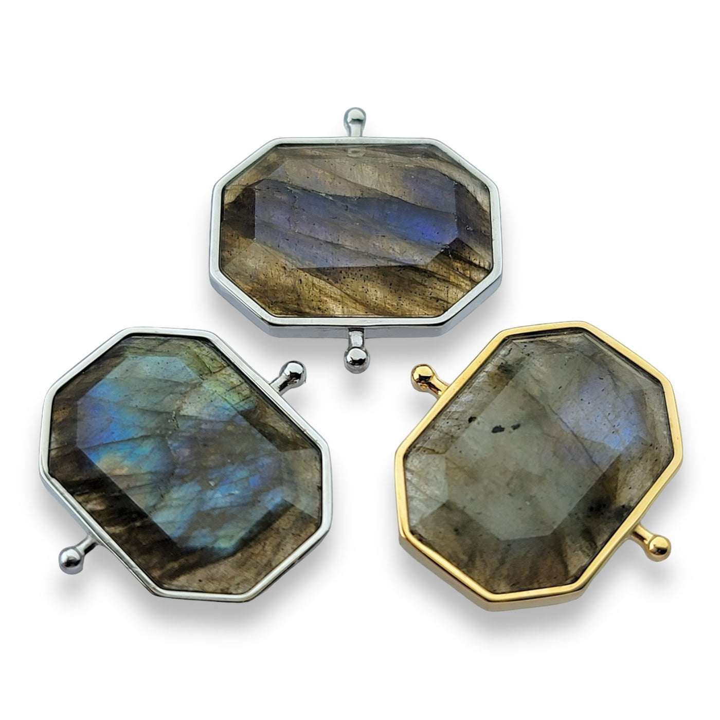 Luxe Labradorite Octangle Crystal Element (premium grade – includes labradorescence/flash)