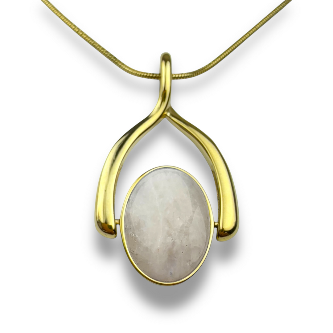 Oval Crystal Wishbone Necklace