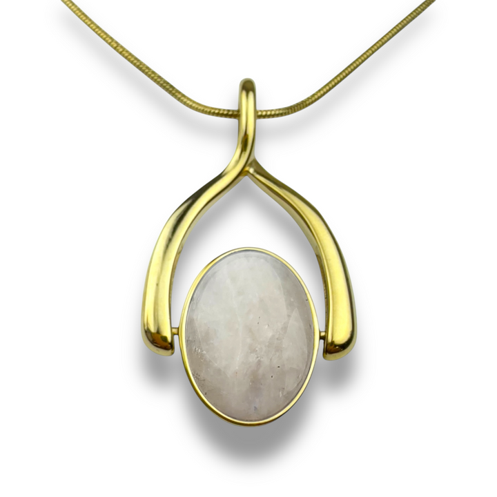 Oval Crystal Wishbone Necklace