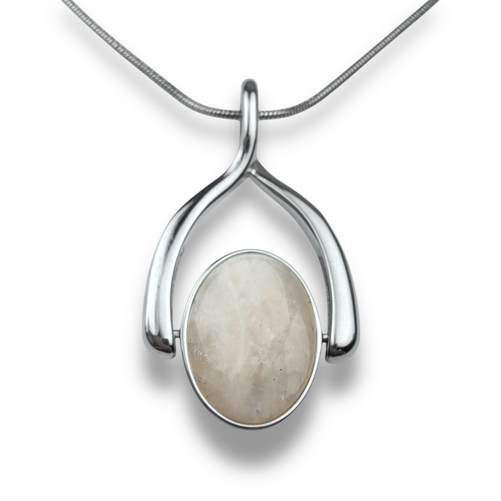 Oval Crystal Wishbone Necklace