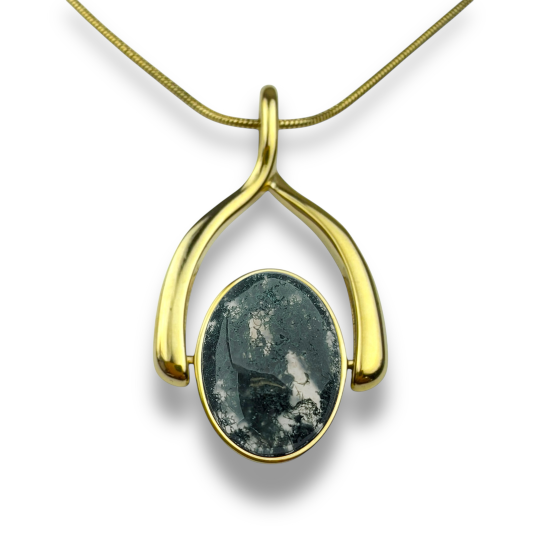 Oval Crystal Wishbone Necklace