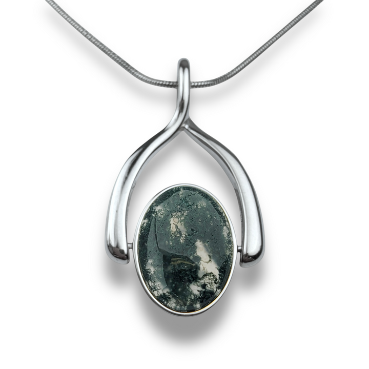 Oval Crystal Wishbone Necklace