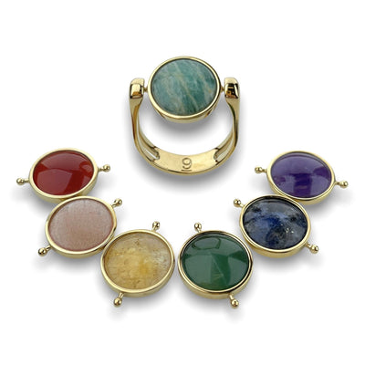 Deluxe Crystal Chakra 7 in 1 Fidget Ring Gift Set