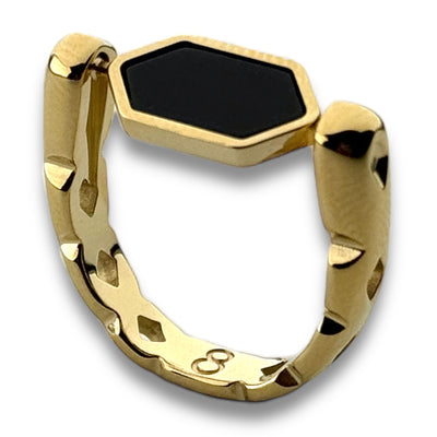 Gold CrownCut Crystal Hexbar Fidget Ring