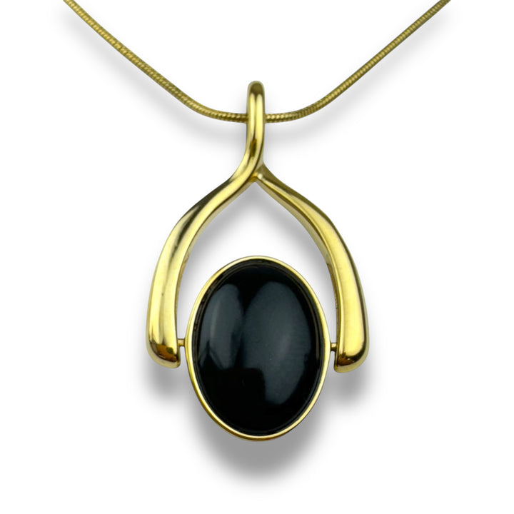 Oval Crystal Wishbone Necklace