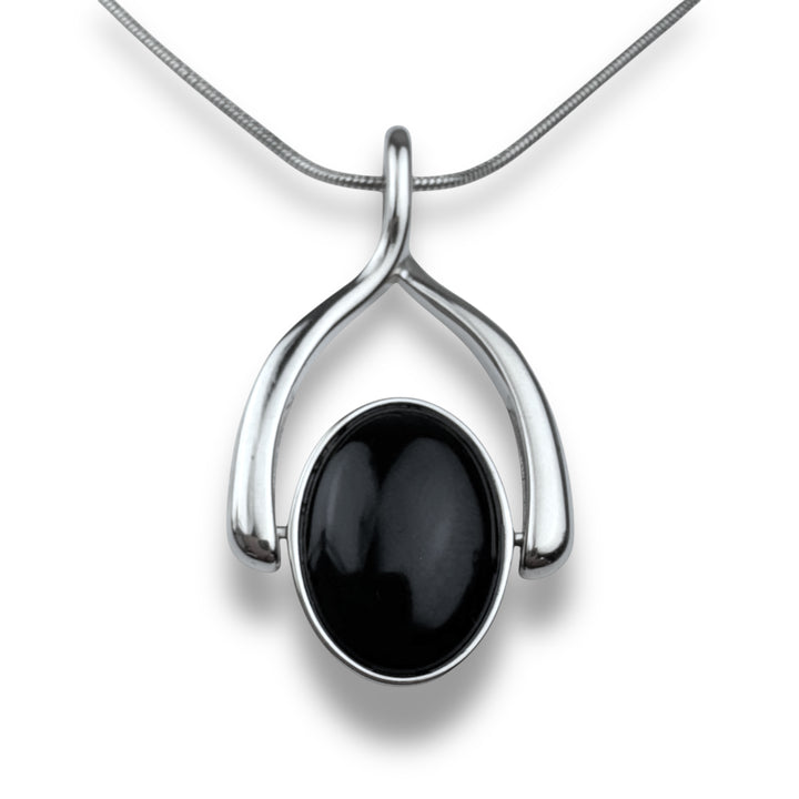 Oval Crystal Wishbone Necklace