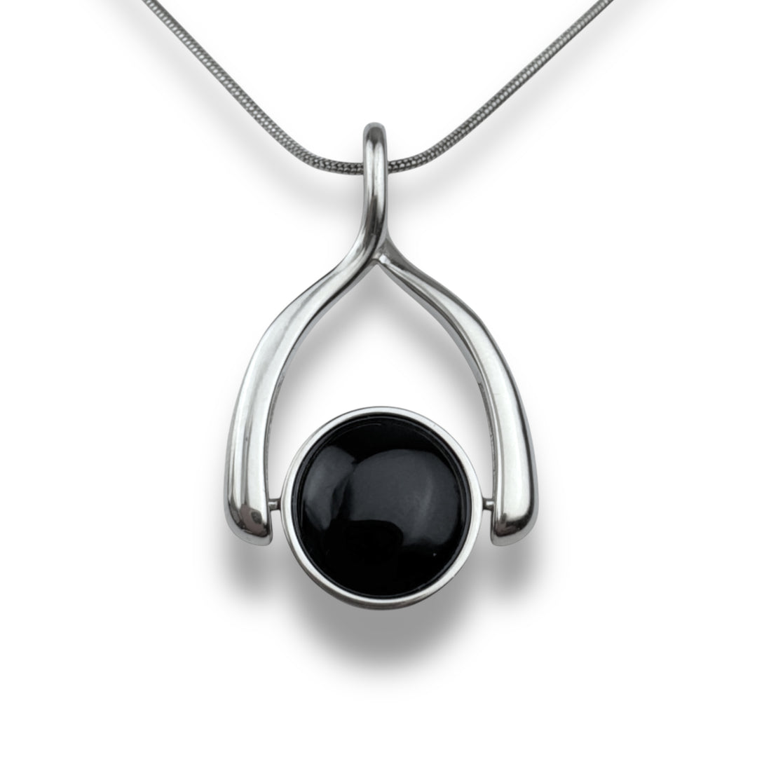 Round Crystal Wishbone Necklace