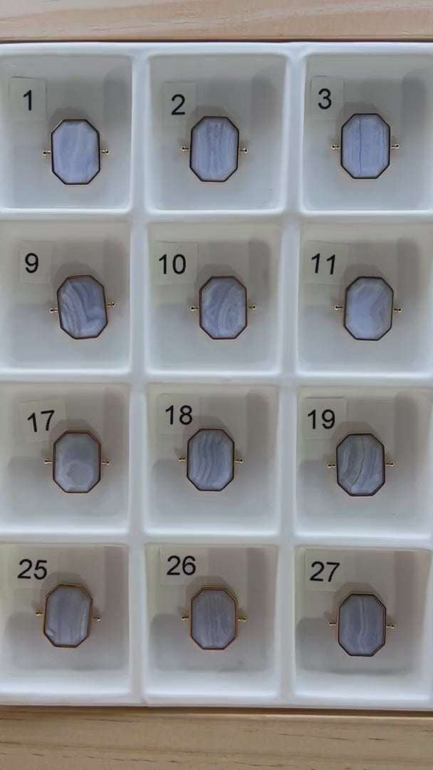 Choose Your Own Blue Lace Agate Octangle & Oval – Gold