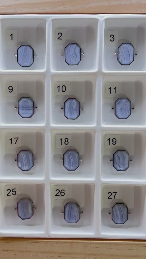 Choose Your Own Blue Lace Agate Octangle & Oval – Silver