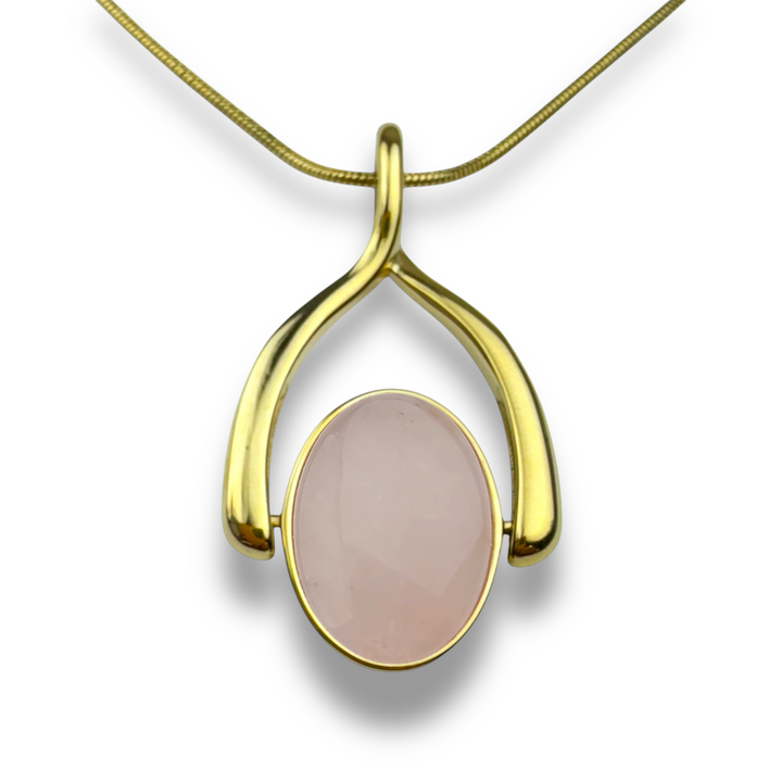 Oval Crystal Wishbone Necklace