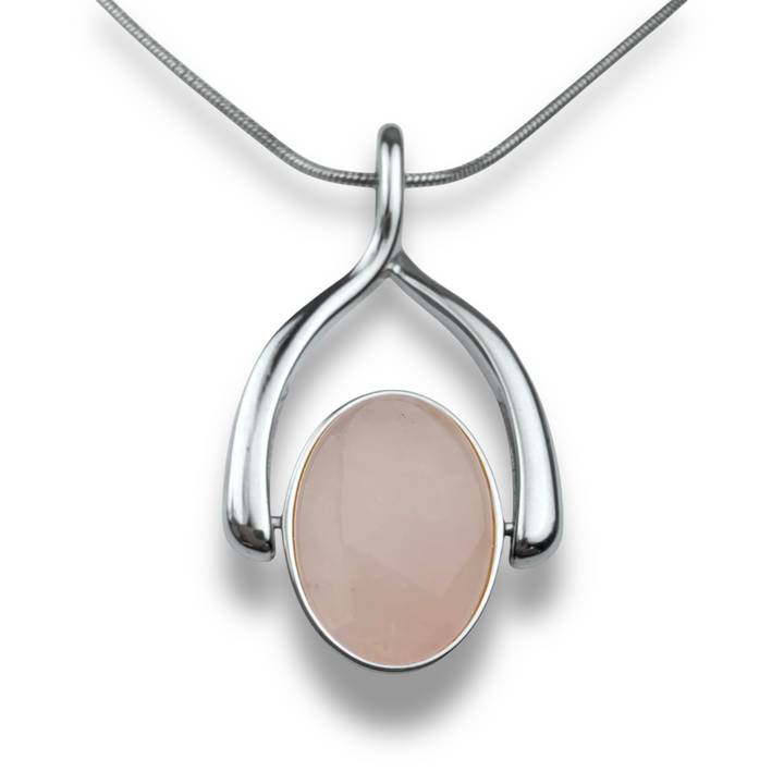 Oval Crystal Wishbone Necklace