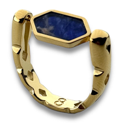 Gold CrownCut Crystal Hexbar Fidget Ring