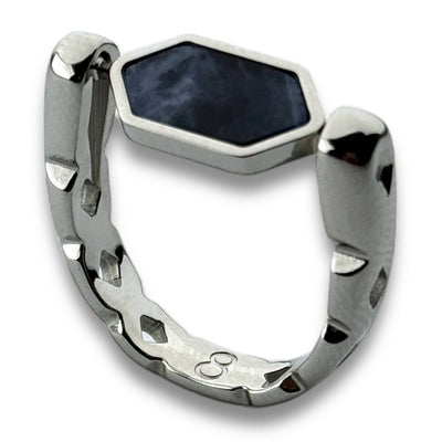 Silver CrownCut Crystal Hexbar Fidget Ring
