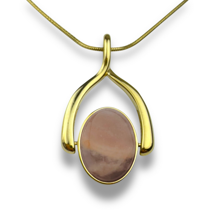 Oval Crystal Wishbone Necklace