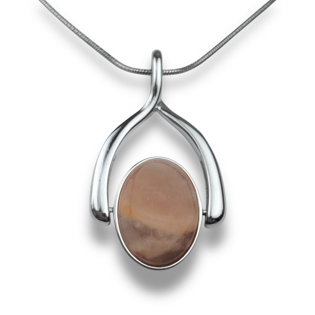 Oval Crystal Wishbone Necklace