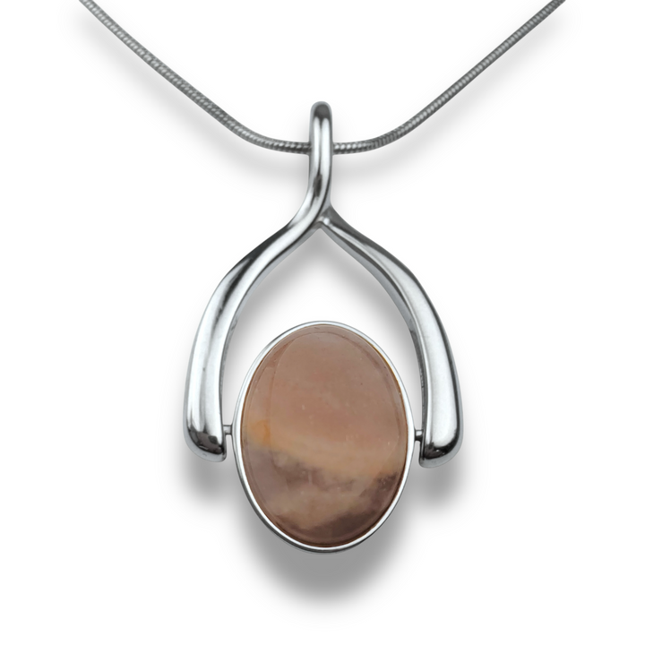 Oval Crystal Wishbone Necklace