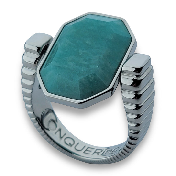 Silver ViaDeco™ Octangle™ Crystal Fidget Ring