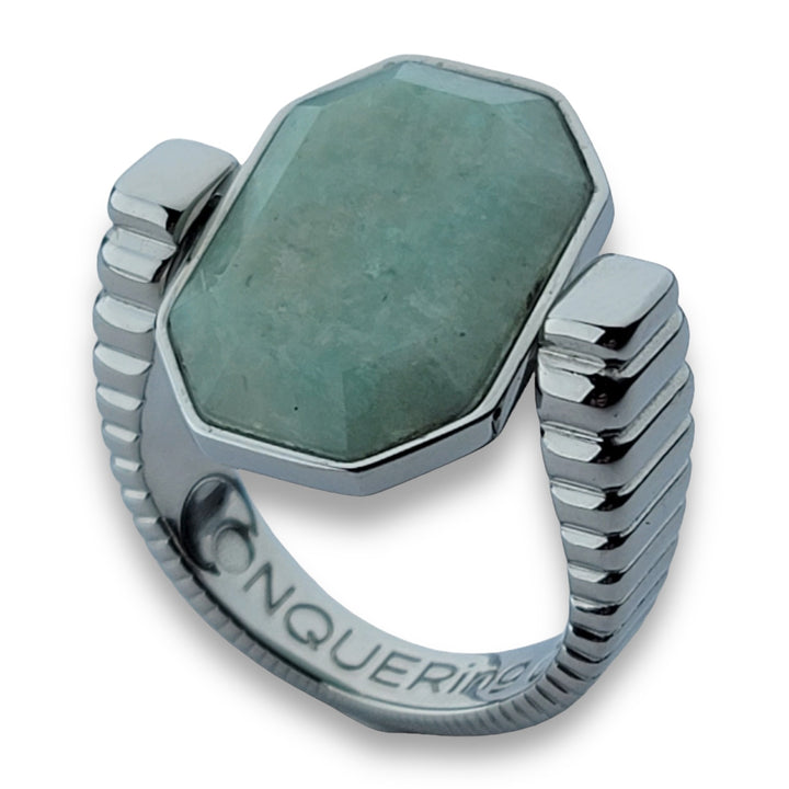 Silver ViaDeco™ Octangle™ Crystal Fidget Ring