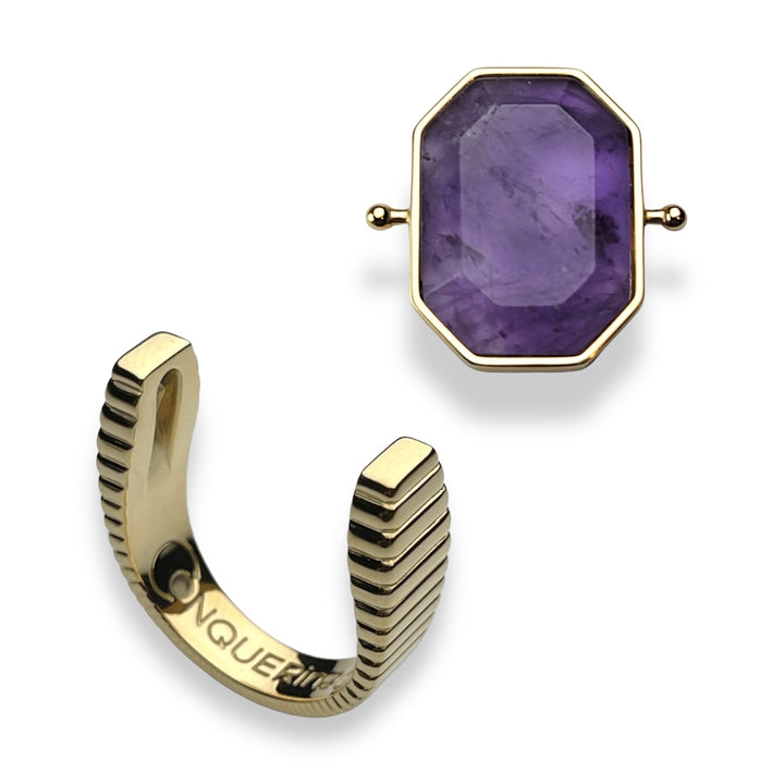 Gold ViaDeco™ Octangle™ Crystal Fidget Ring