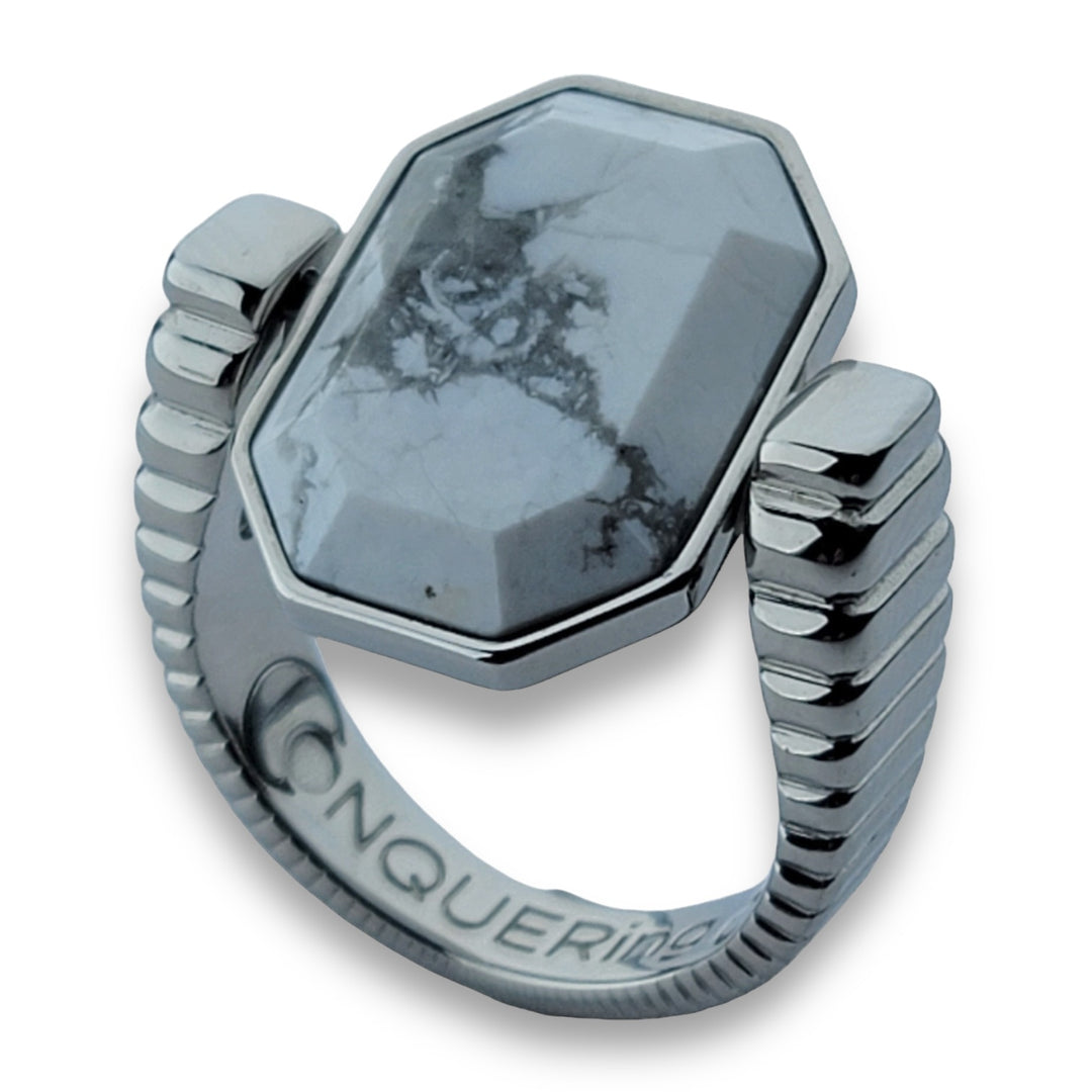 Silver ViaDeco™ Octangle™ Crystal Fidget Ring