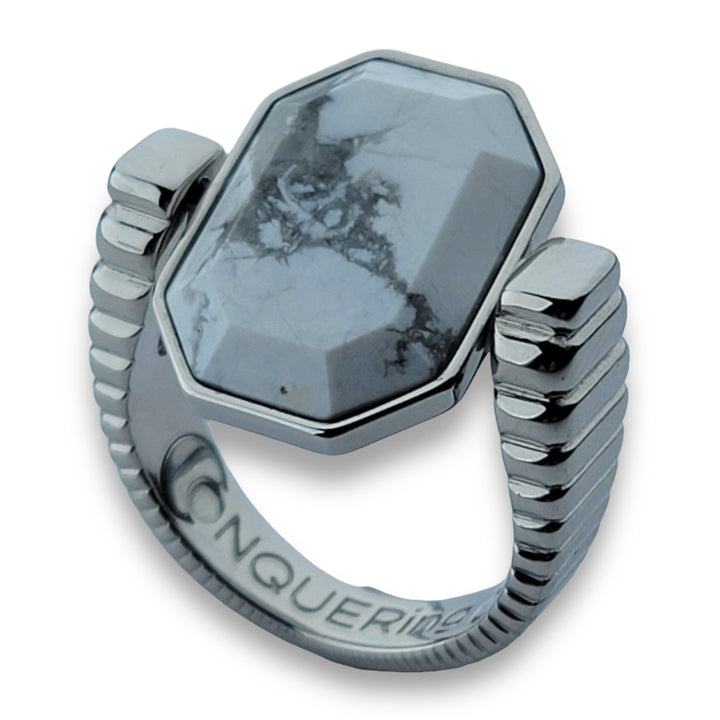 Silver ViaDeco™ Octangle™ Crystal Fidget Ring