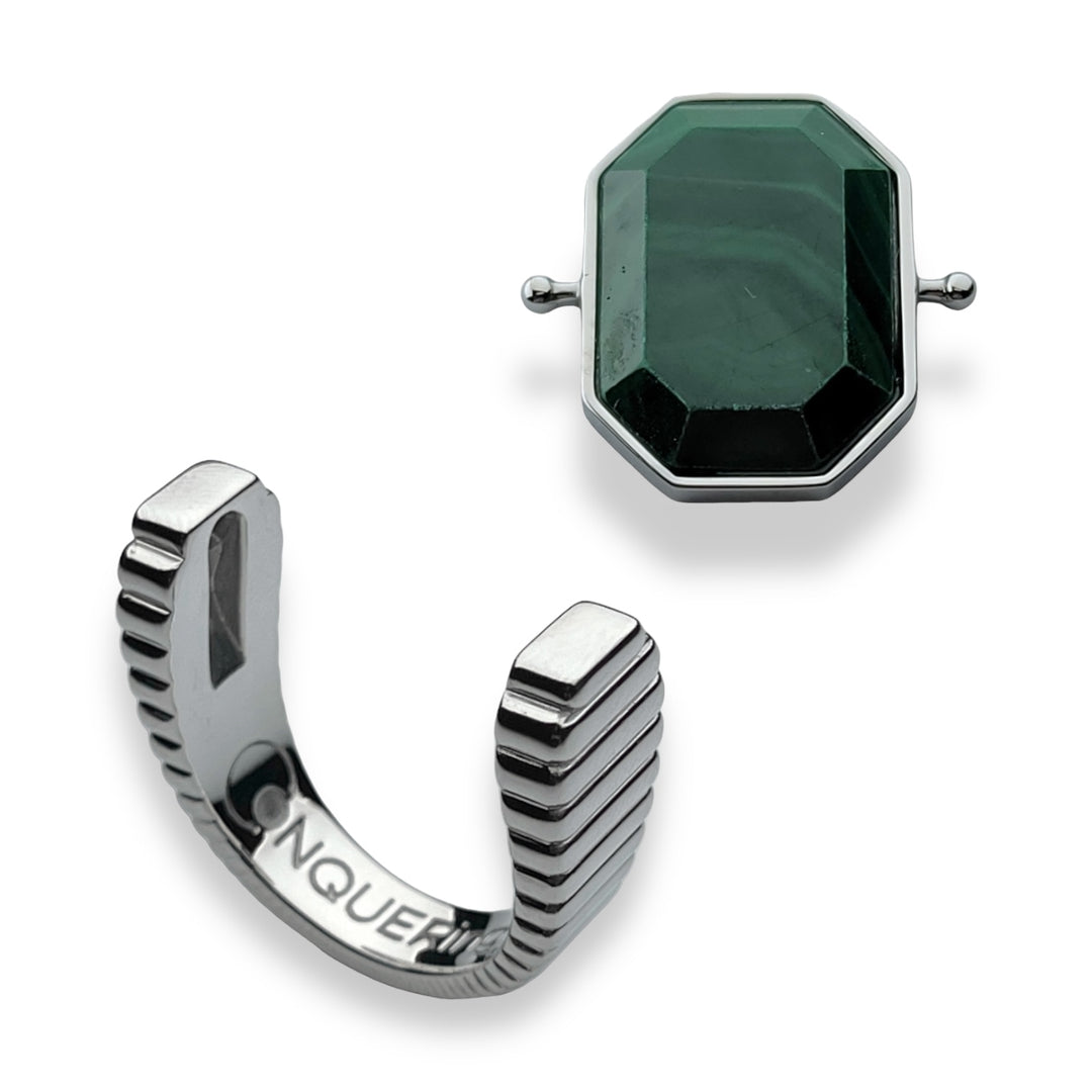 Silver ViaDeco™ Octangle™ Crystal Fidget Ring