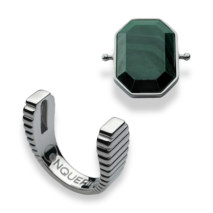Silver ViaDeco™ Octangle™ Crystal Fidget Ring