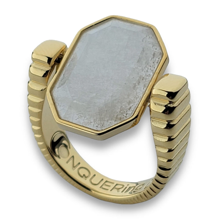 Gold ViaDeco™ Octangle™ Crystal Fidget Ring